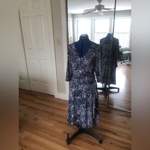 Elegant Black and White Women's Wrap Dress